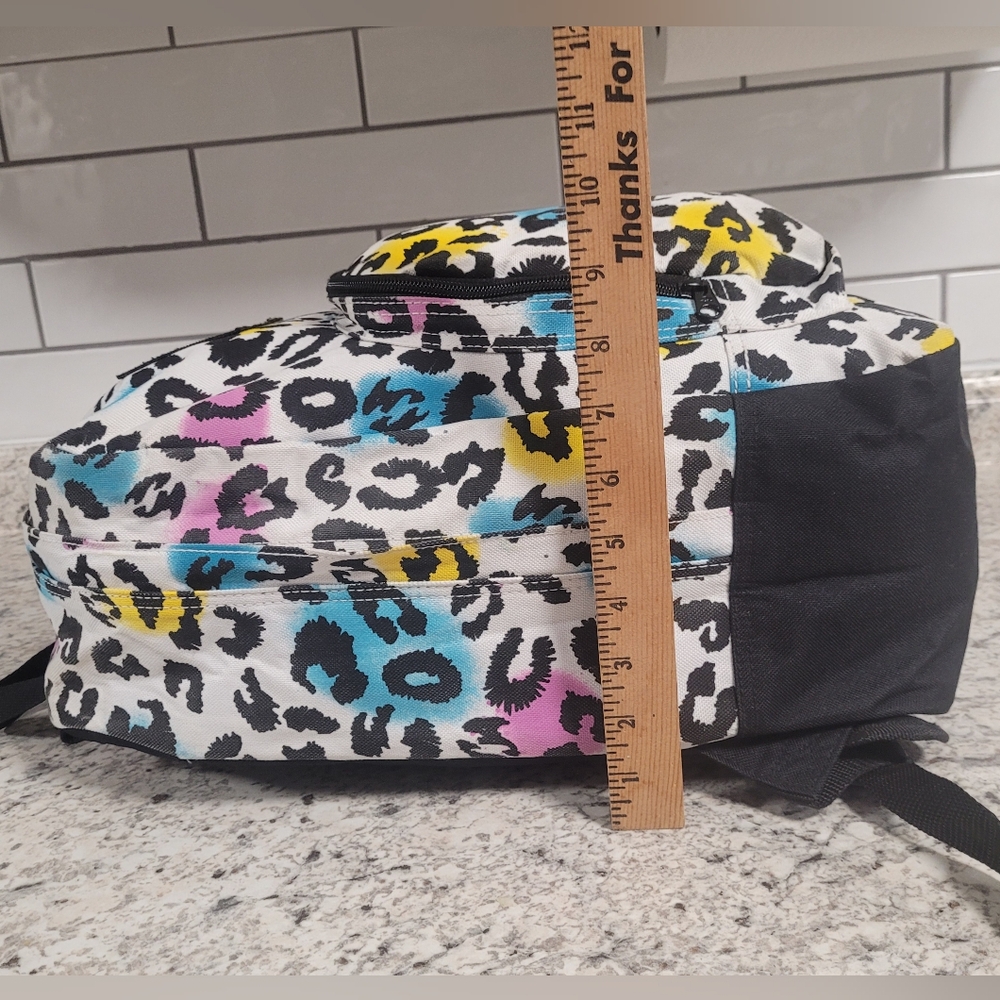 Billabong Leopard Print Backpack, Pink, Blue, Yellow, Canvas, Colorful - Picture 3 of 13